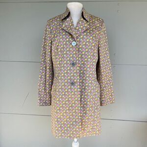 Sigrid Olsen Mod Geometric Print Rain Trench Coat Stretch Jacket